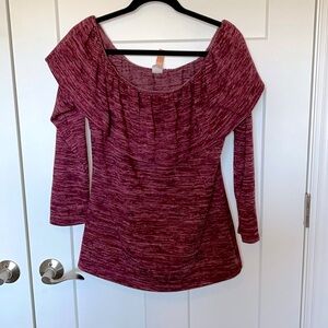 Burgundy Ruffle Off-Shoulder Sweater